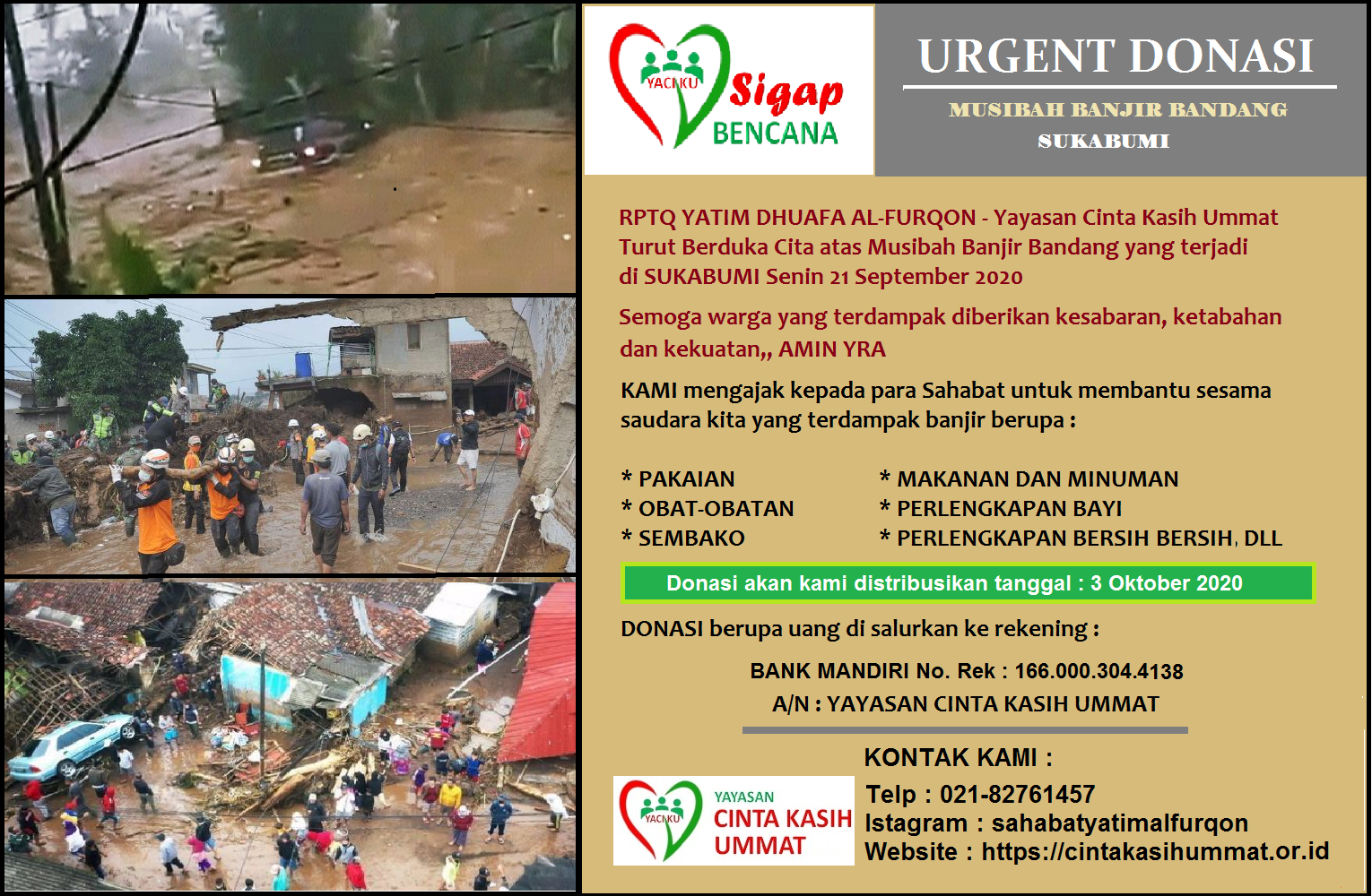BANTU KORBAN BANJIR BANDANG SUKABUMI